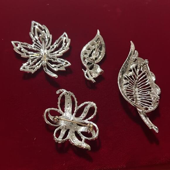 Four Vintage Rhinestone Silver Brooches - Picture 2 of 2